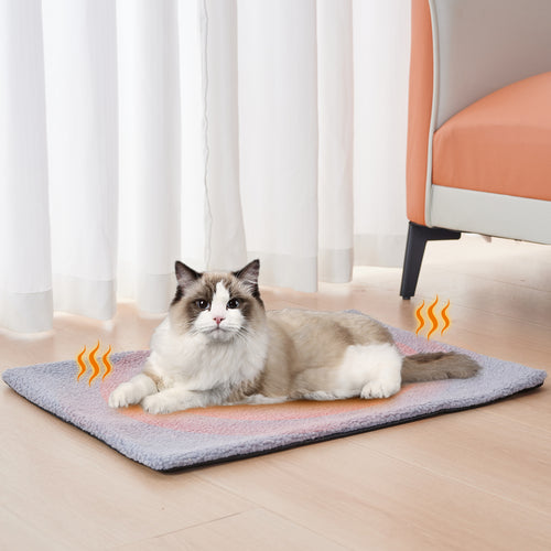 Self-warming Berber fleece pet bed mat for cats and small dogs